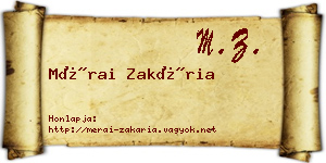 Mérai Zakária névjegykártya